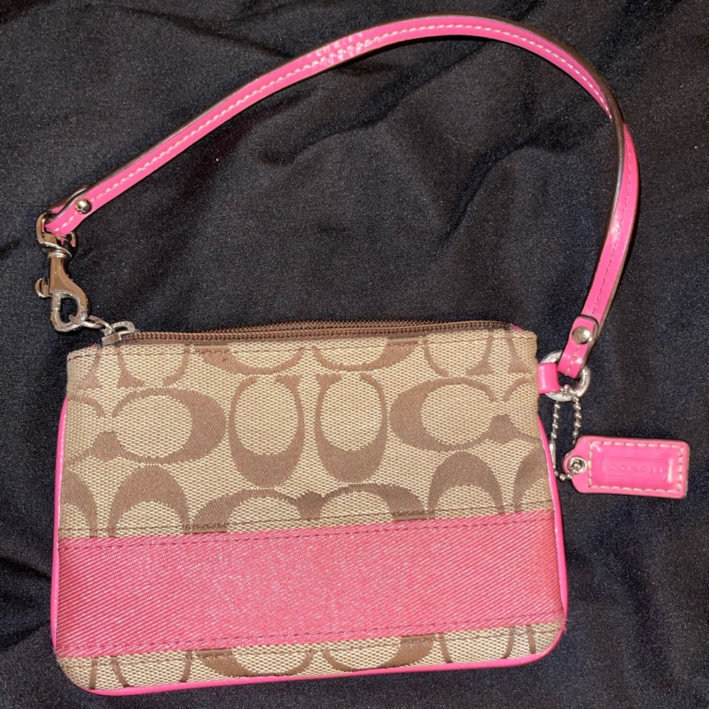 Pink & Tan Coach small wristlet
